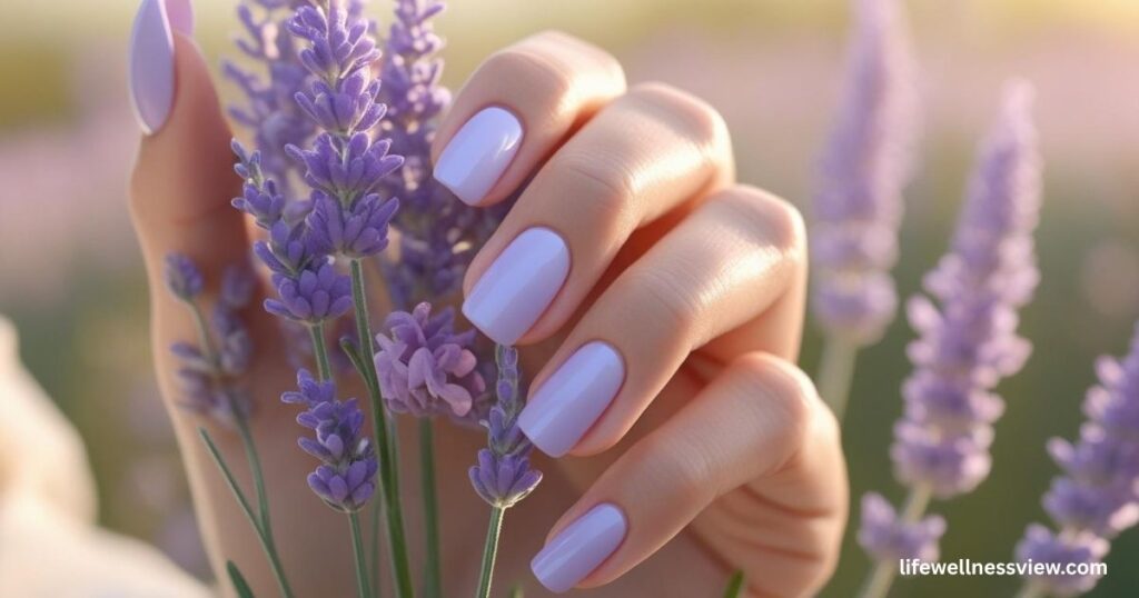 "Lavender pastel summer nails, chic nail color trend everyone’s wearing this year."