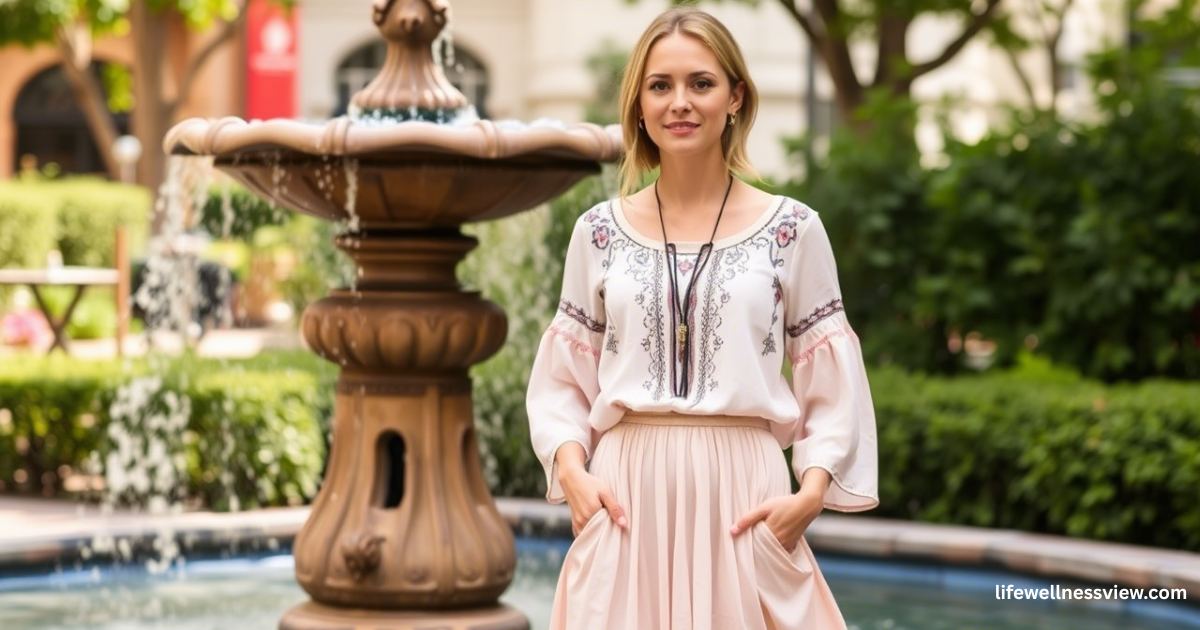 peasant-blouse-denim-skirt
