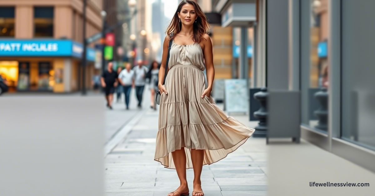 tiered-midi-dress-flats