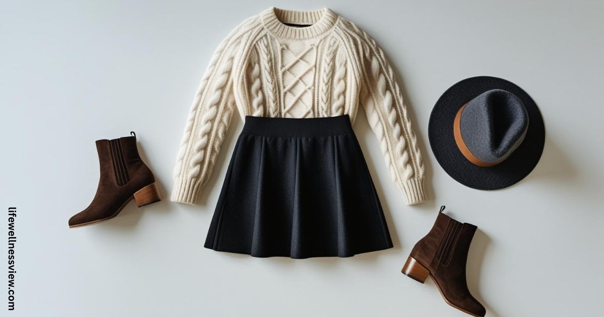 black wool mini skirt