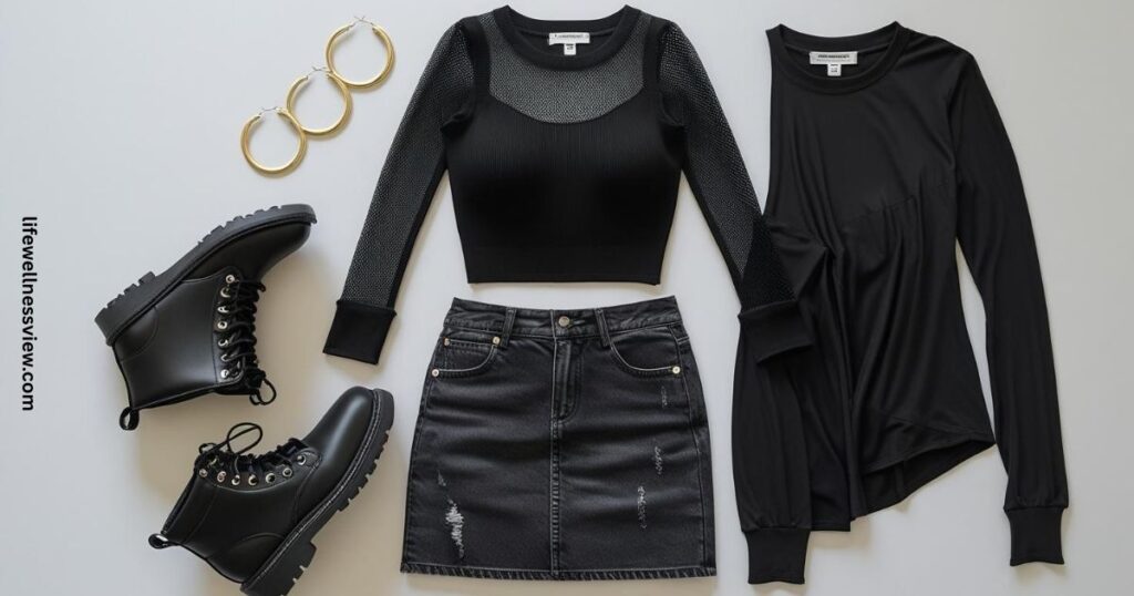 Black Jean Mini Skirt