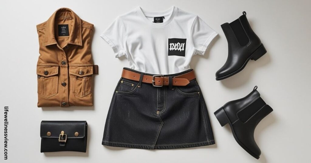 black jean mini skirt