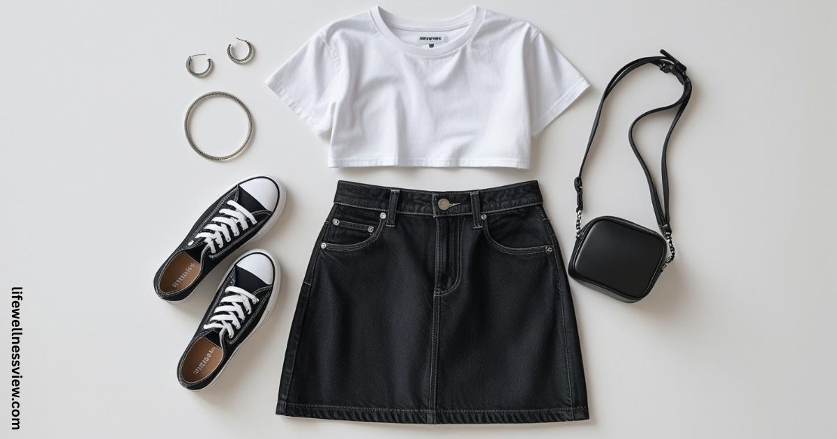 Black Denim Mini Skirt