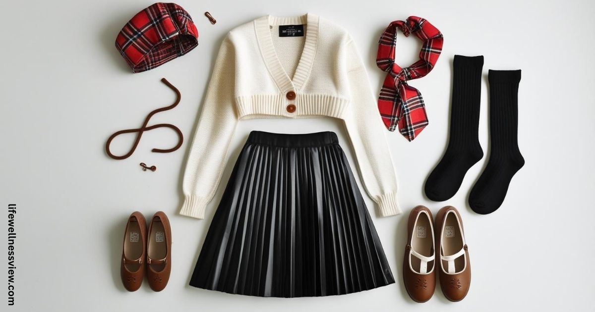 black pleated mini skirt