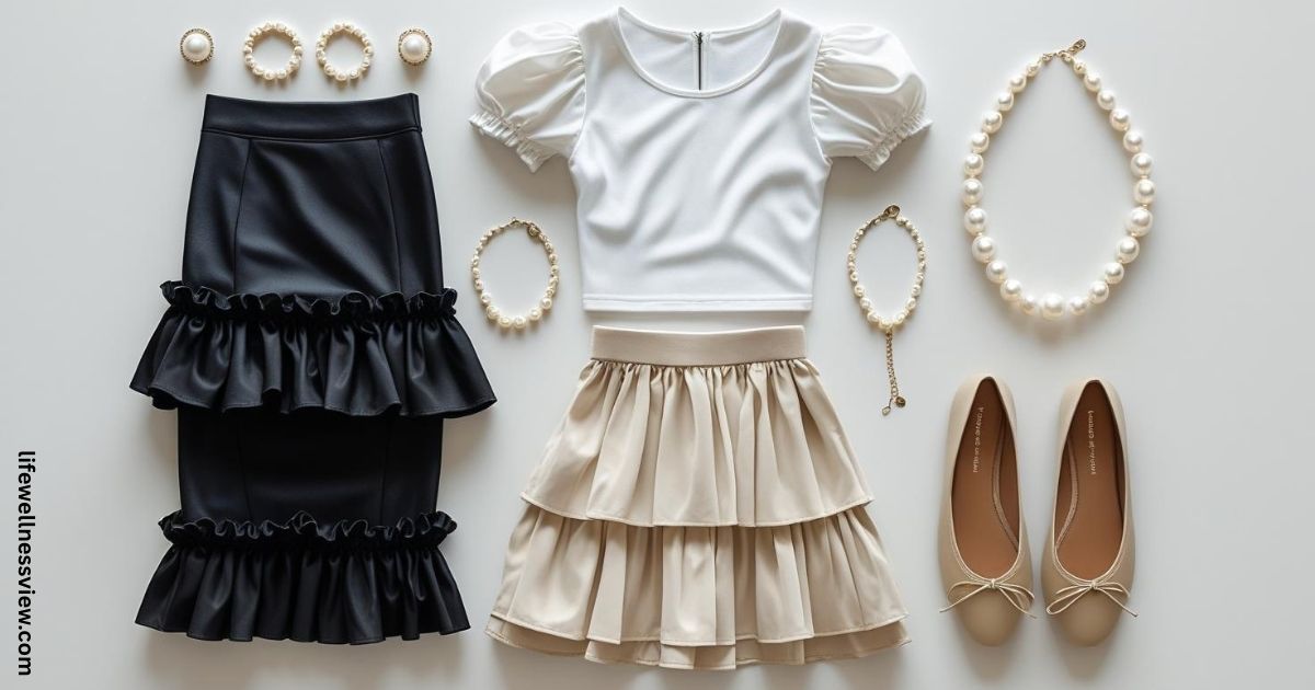 black ruffled mini skirt