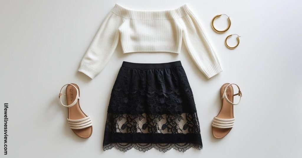 black lace mini skirt