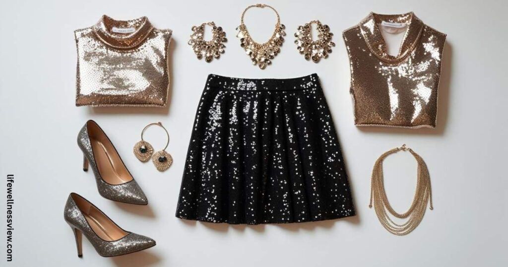 black sparkly mini skirt