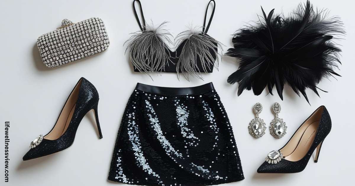 black sequin mini skirt