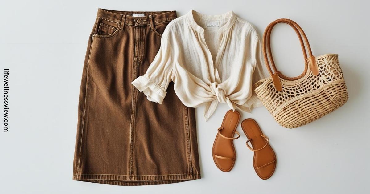 Brown Jean Skirt
