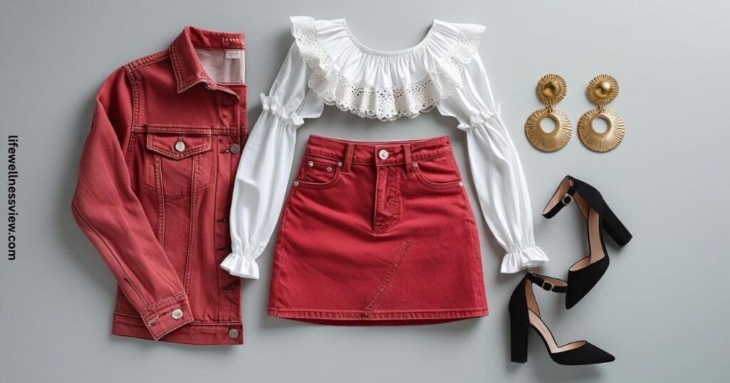 Red Jean Skirt