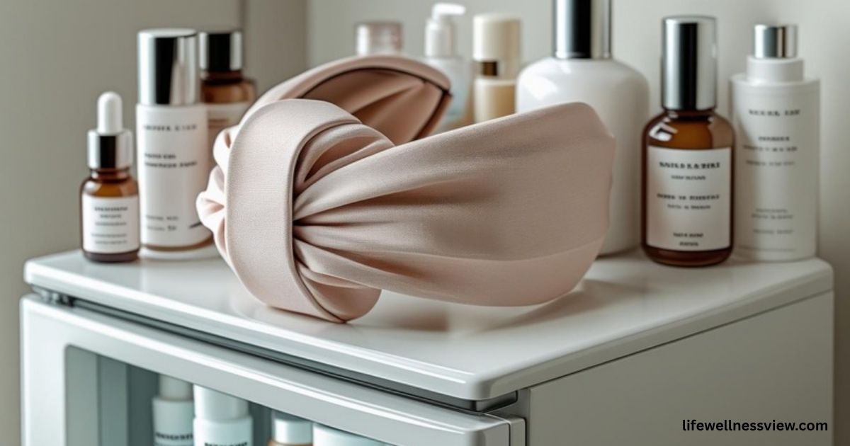 spa-headband-and-skincare-fridge