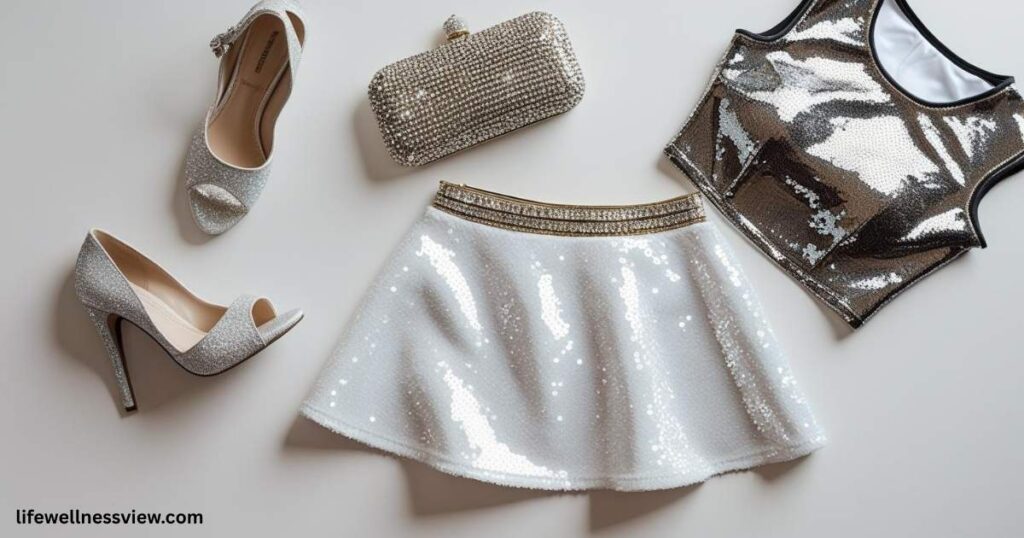 White Sequin Mini Skirt
